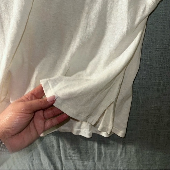 Free people we the free White linen blend cold Shoulder slouchy T-shirt Petite S - Picture 4 of 8